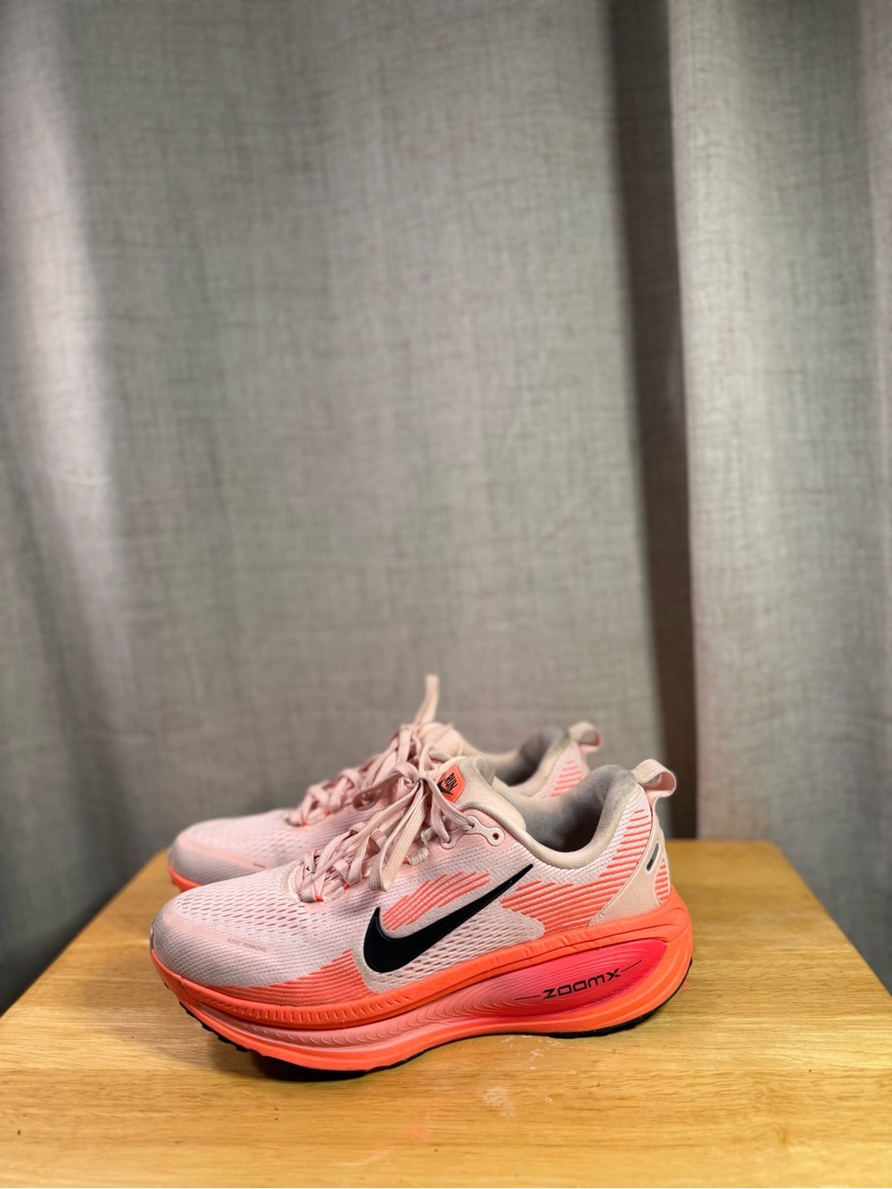 Nike Women's Pink Coral ZoomX Running Shoes with Black Swoosh